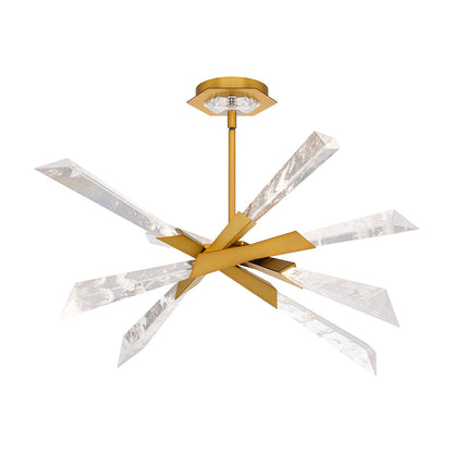 Solitude LED Semi Flush Mount Ceiling Light in Aged Brass (18-Inch).