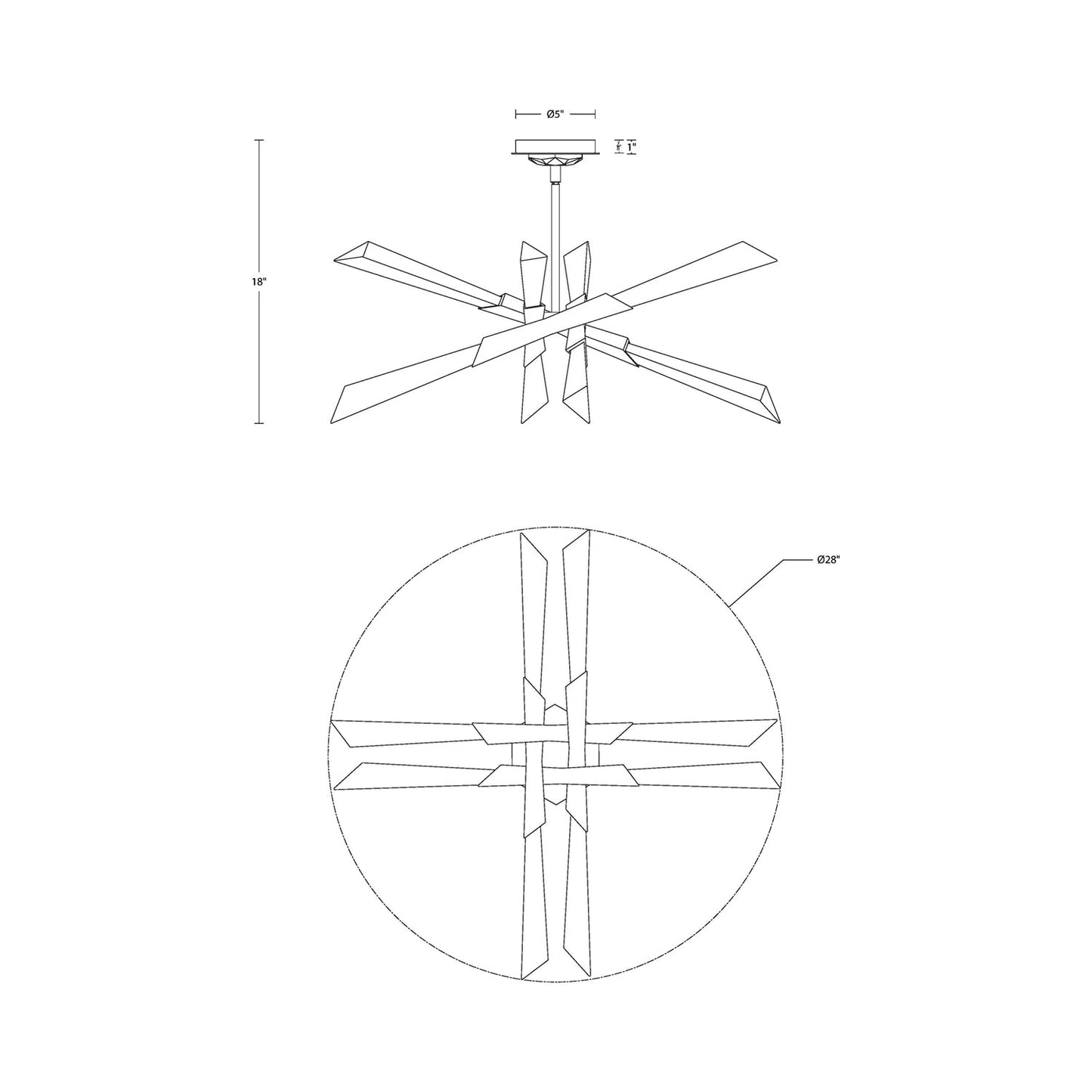 Solitude LED Semi Flush Mount Ceiling Light - line drawing.