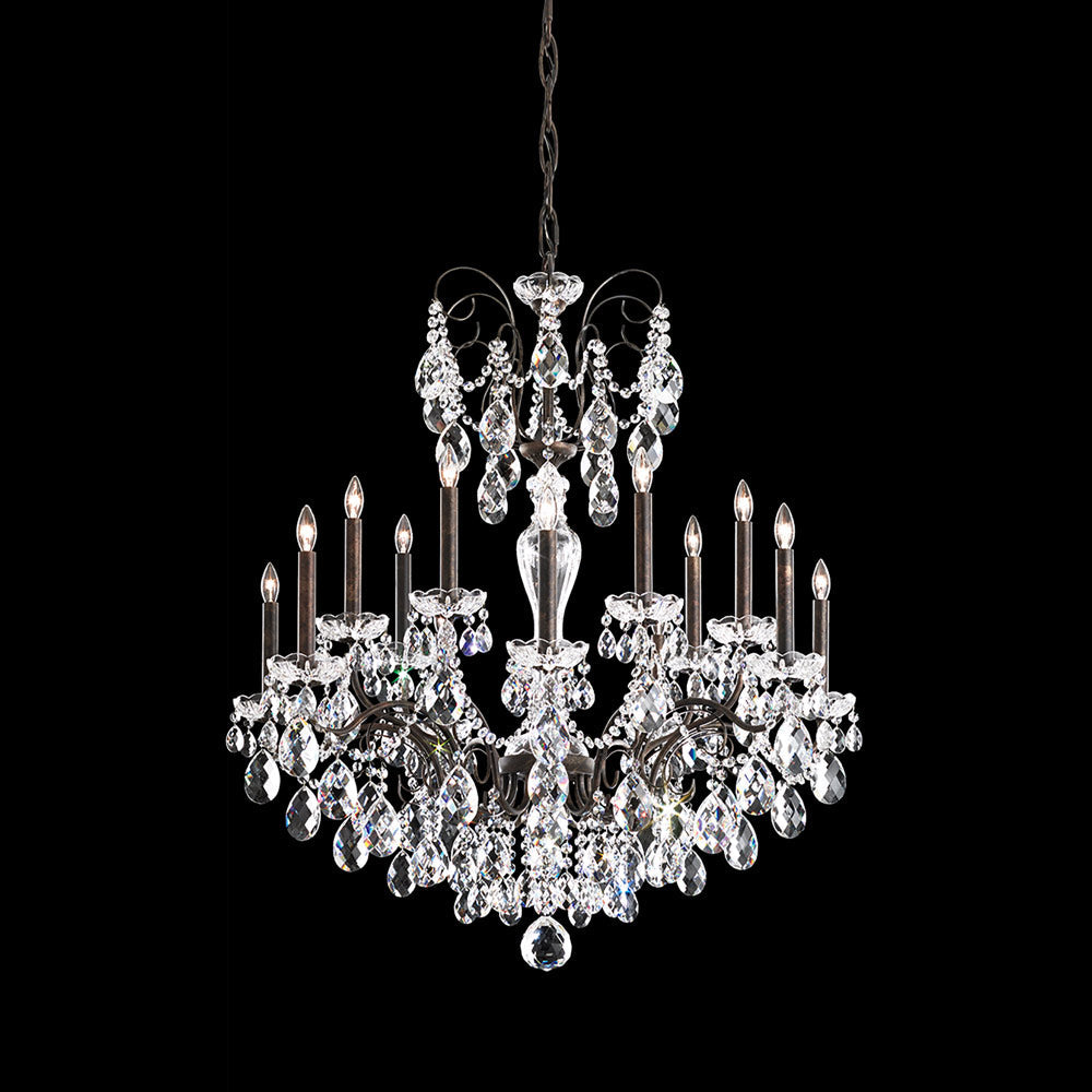 Sonatina Chandelier in Heirloom Bronze (Heritage Handcut Crystal/14-Light/39-Inch).