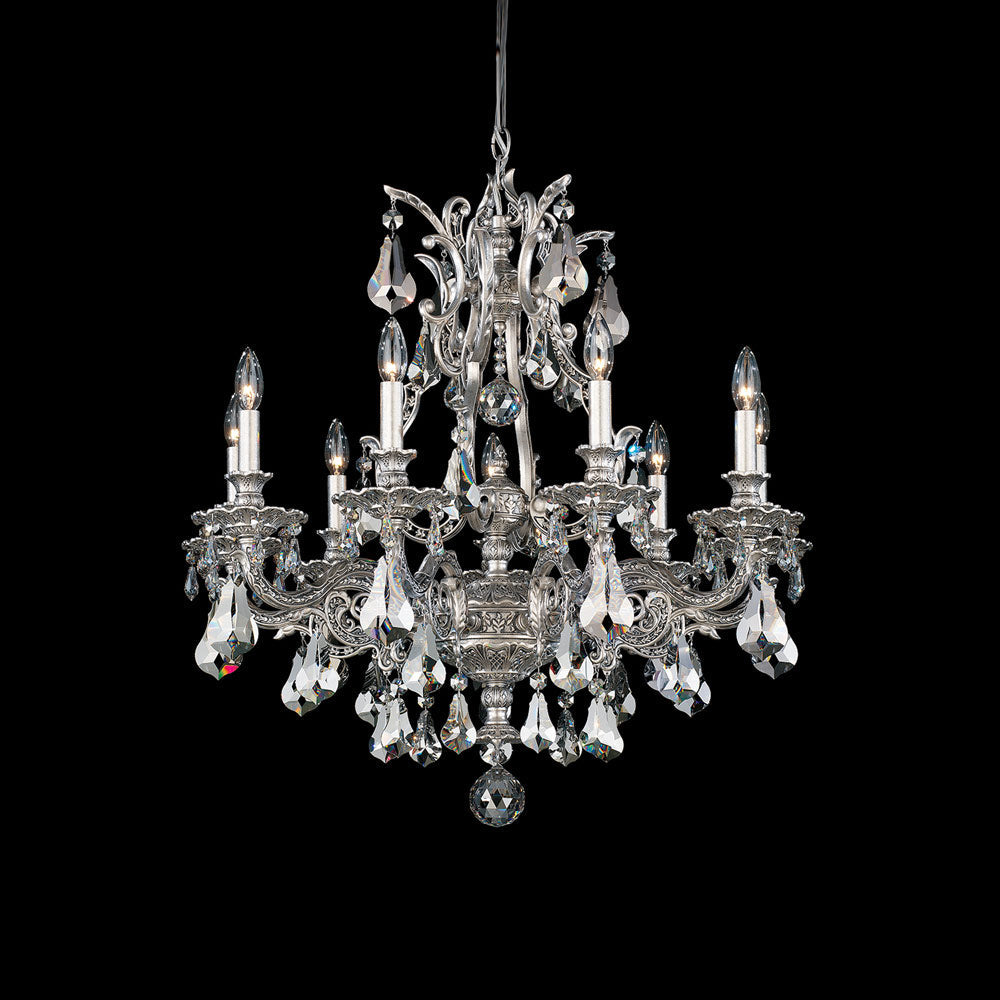 Sophia Chandelier in Antique Silver (Heritage Handcut Crystal/9-Light).