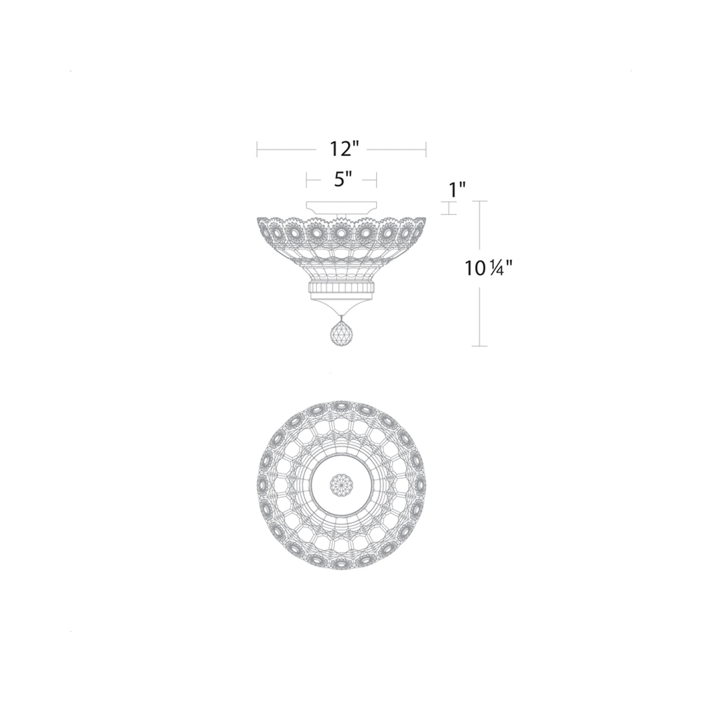 Sterling LED Semi Flush Mount Ceiling Light - line drawing.