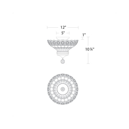 Sterling LED Semi Flush Mount Ceiling Light - line drawing.