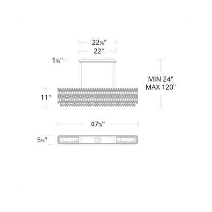 Tahitian LED Linear Pendant Light - line drawing.