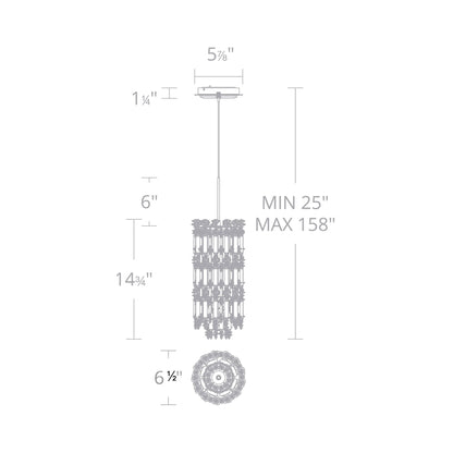 Tahitian Mini LED Pendant Light - line drawing.