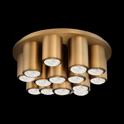 Tamara LED Flush Mount Ceiling Light in Aged Brass.