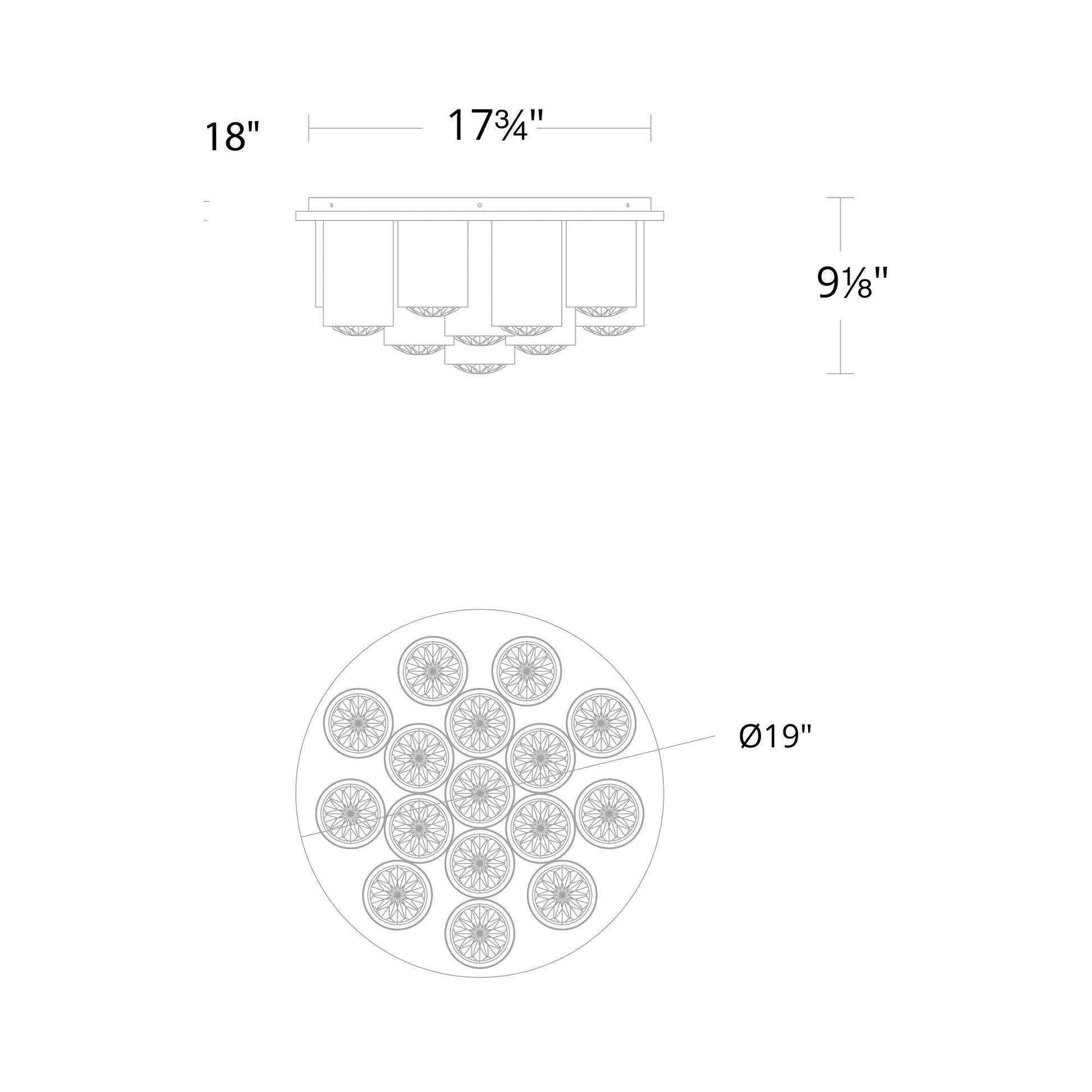 Tamara LED Flush Mount Ceiling Light - line drawing.