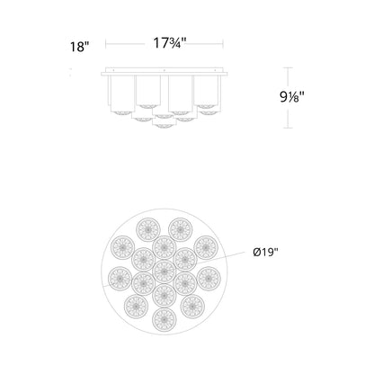Tamara LED Flush Mount Ceiling Light - line drawing.
