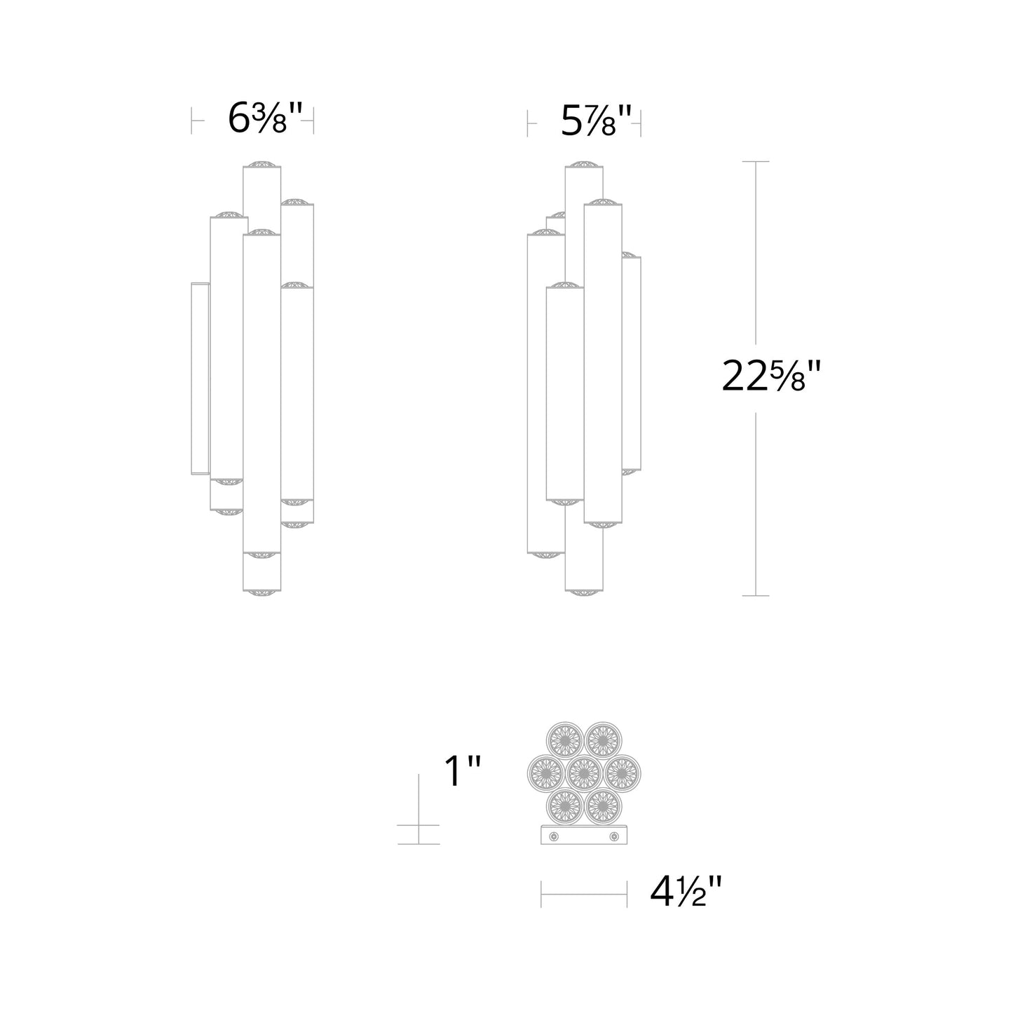 Tamara LED Wall Light - line drawing.