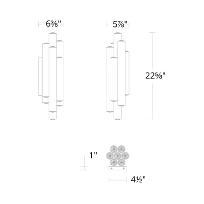 Tamara LED Wall Light - line drawing.