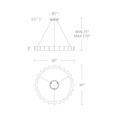 Tarte LED Pendant Light - line drawing.