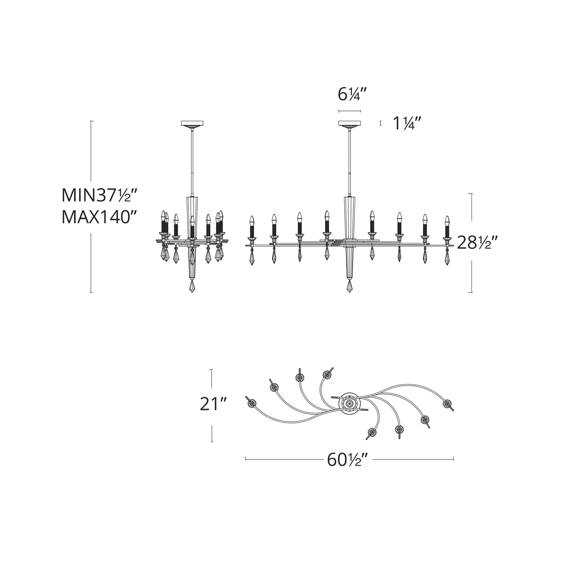 Tempest Chandelier - line drawing.
