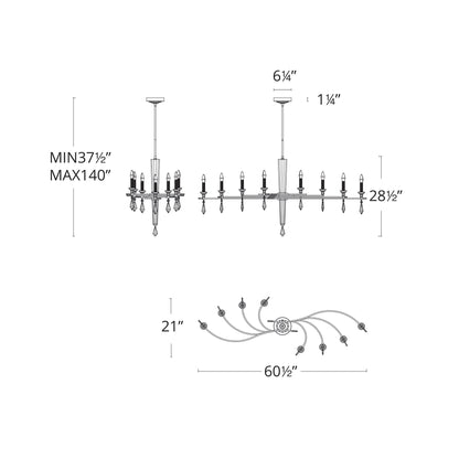 Tempest Chandelier - line drawing.