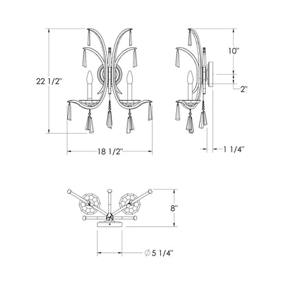 Tinsley Wall Light - line drawing.