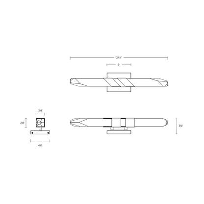 Traverse LED Bath Vanity Light - line drawing.
