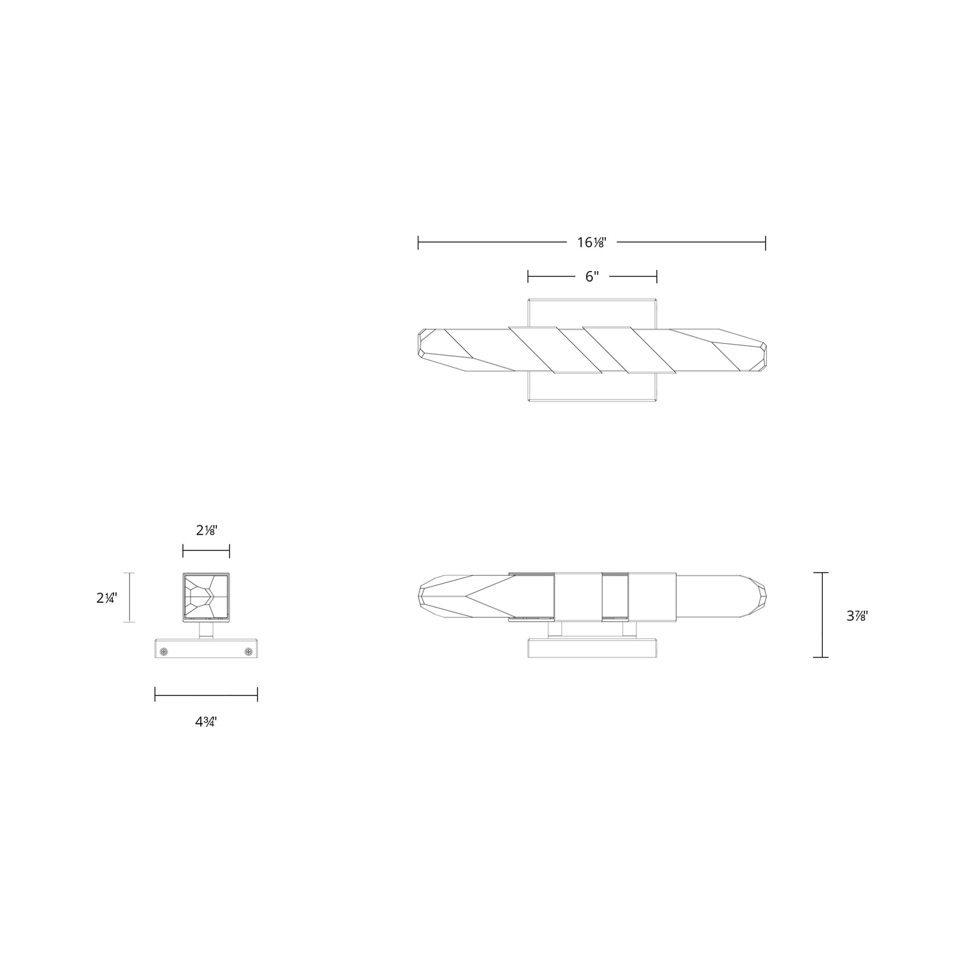 Traverse LED Wall Light - line drawing.