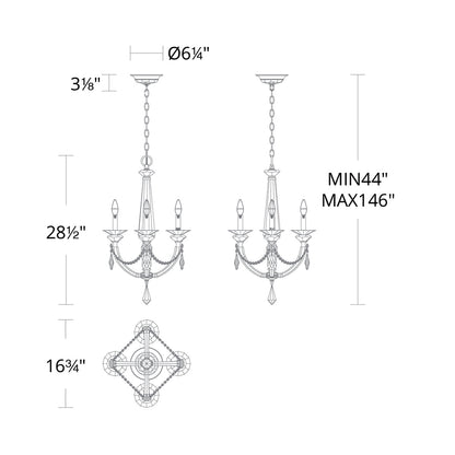 Verona Chandelier - line drawing.