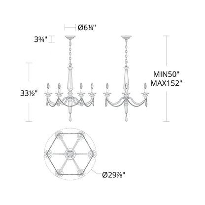 Verona Chandelier - line drawing.