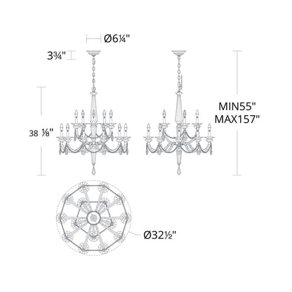 Verona Chandelier - line drawing.