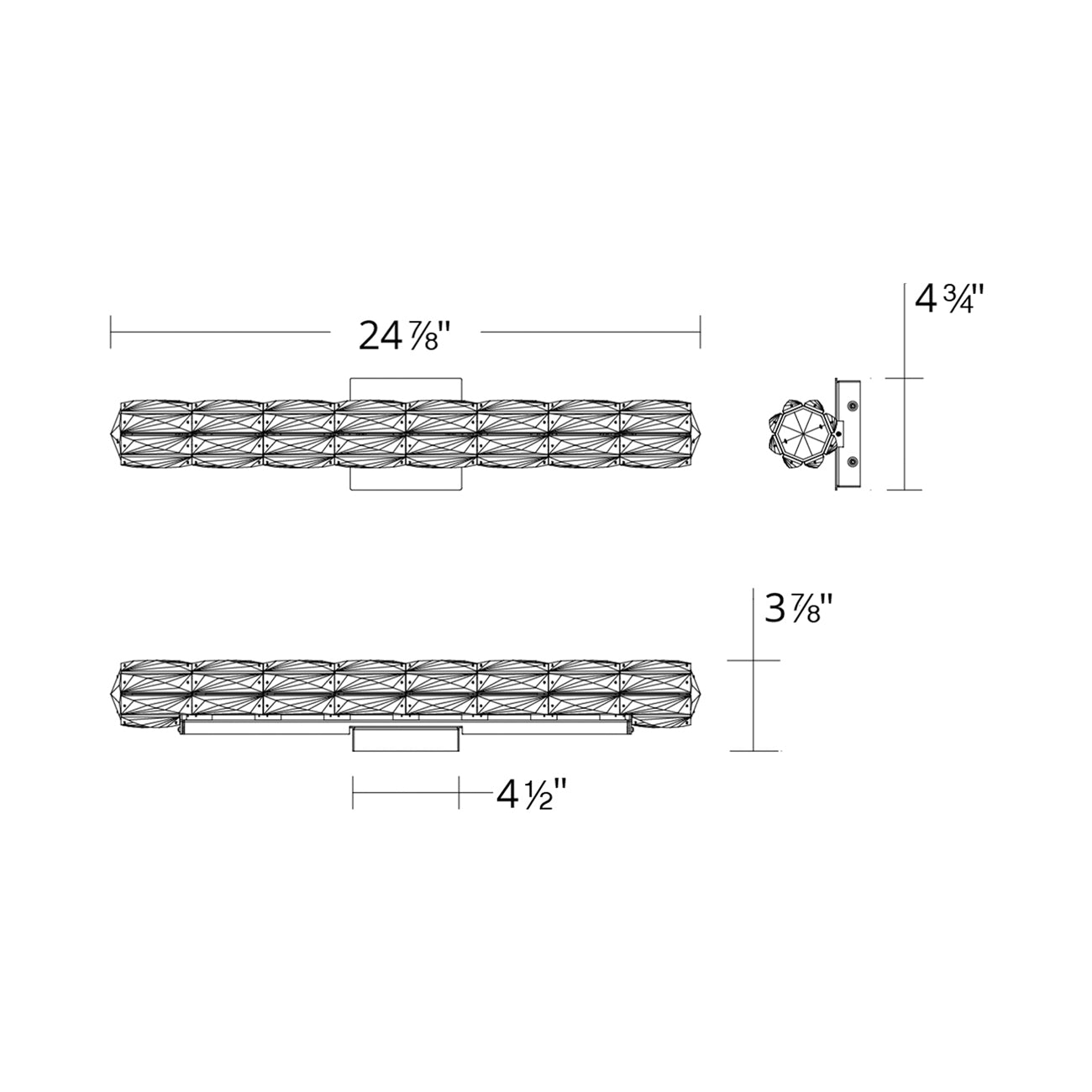 Verve LED Bath Vanity Light - line drawing.