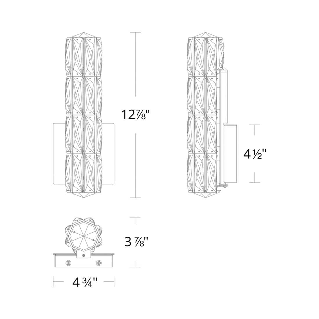 Verve LED Wall Light - line drawing.