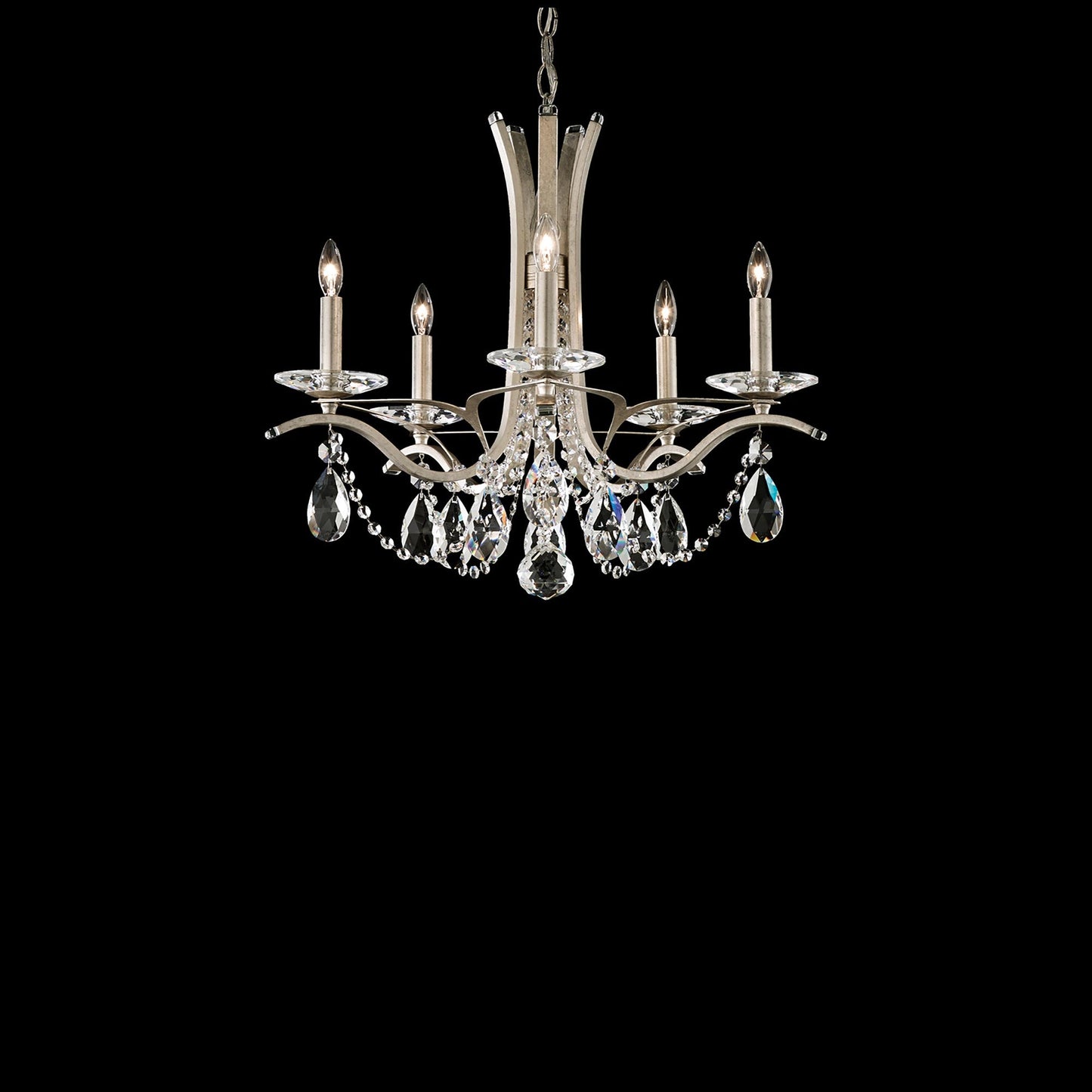 Vesca Chandelier in Antique Silver/Heritage Handcut Crystal (23-Inch).