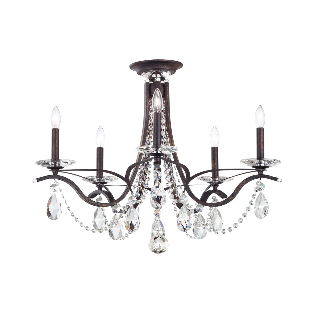 Vesca Semi Flush Mount Ceiling Light in Heirloom Bronze (Heritage Handcut Crystal).