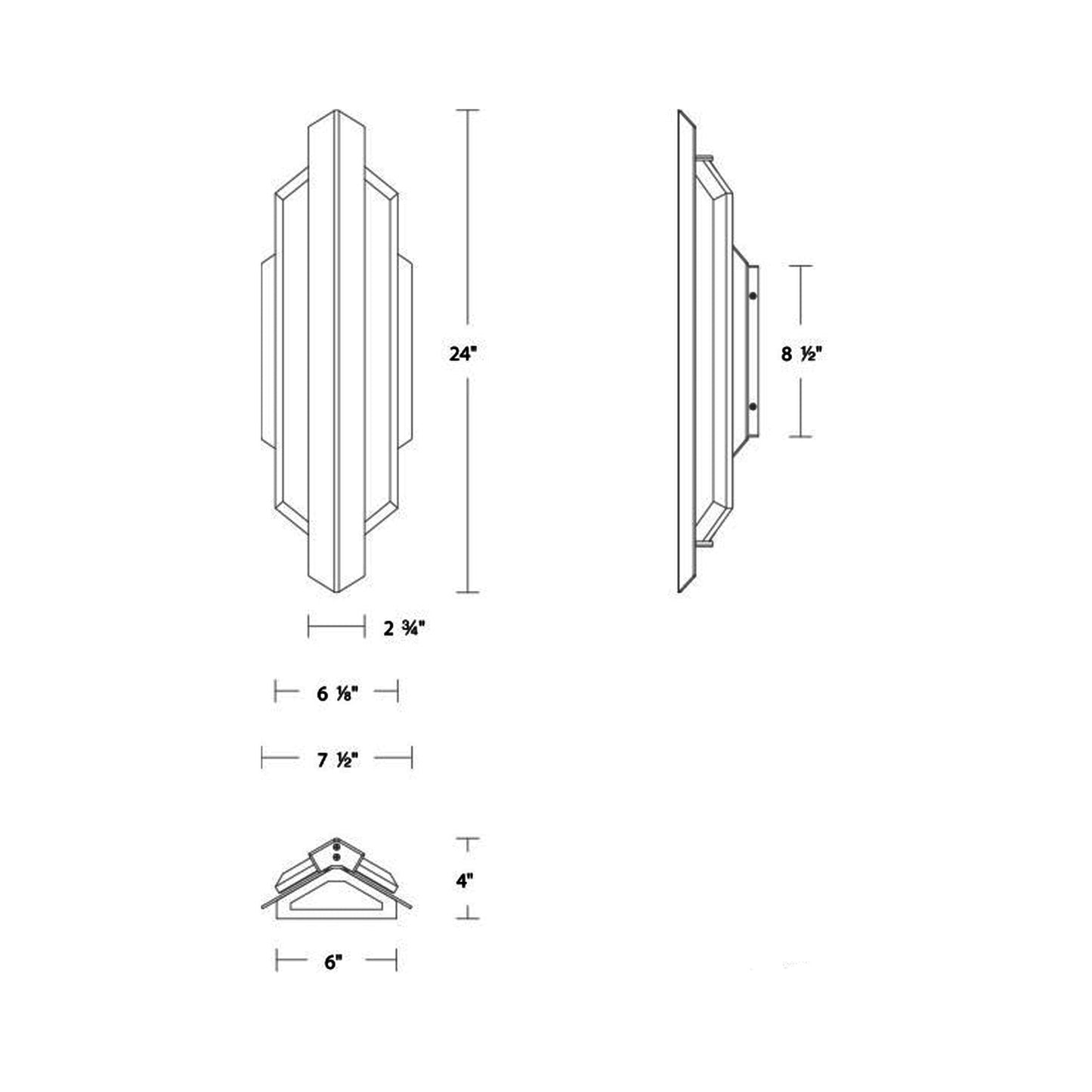 Vesta Outdoor LED Wall Light - line drawing.