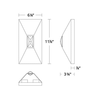 Vida Outdoor LED Wall Light - line drawing.