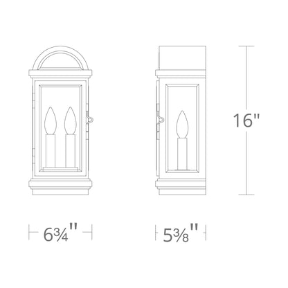 Villenova Outdoor Wall Light - line drawing.