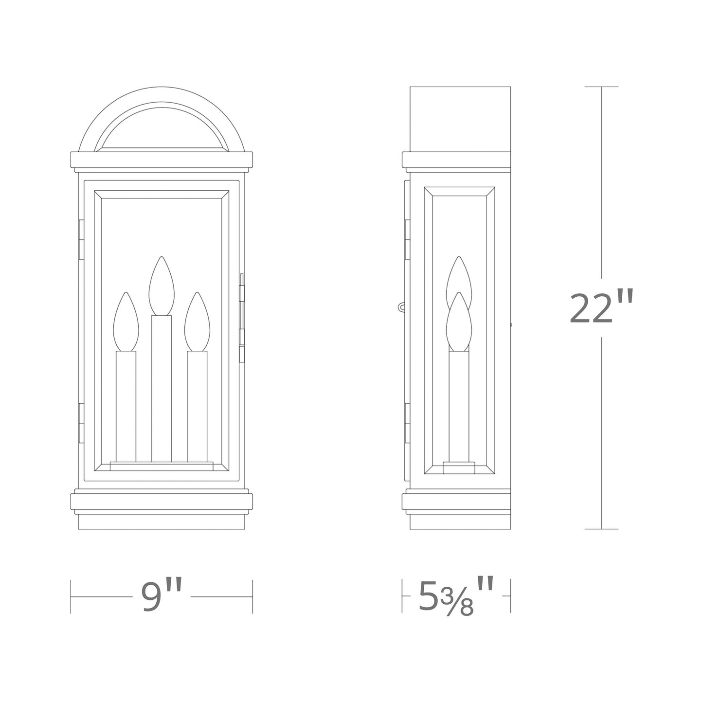 Villenova Outdoor Wall Light - line drawing.