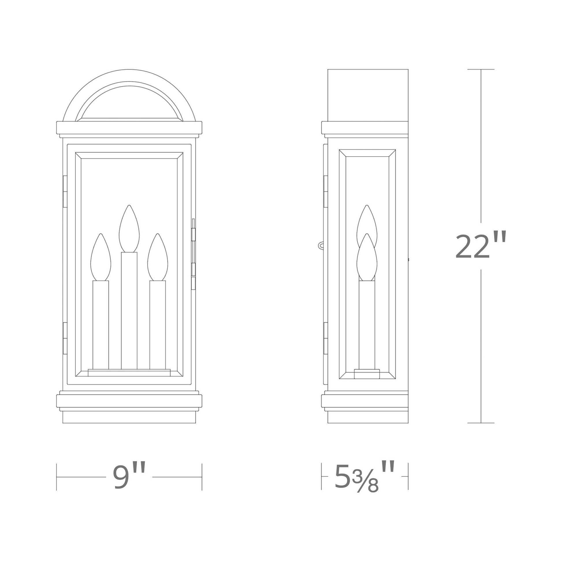 Villenova Outdoor Wall Light - line drawing.