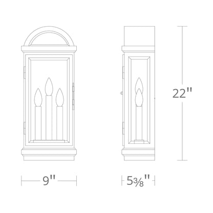 Villenova Outdoor Wall Light - line drawing.