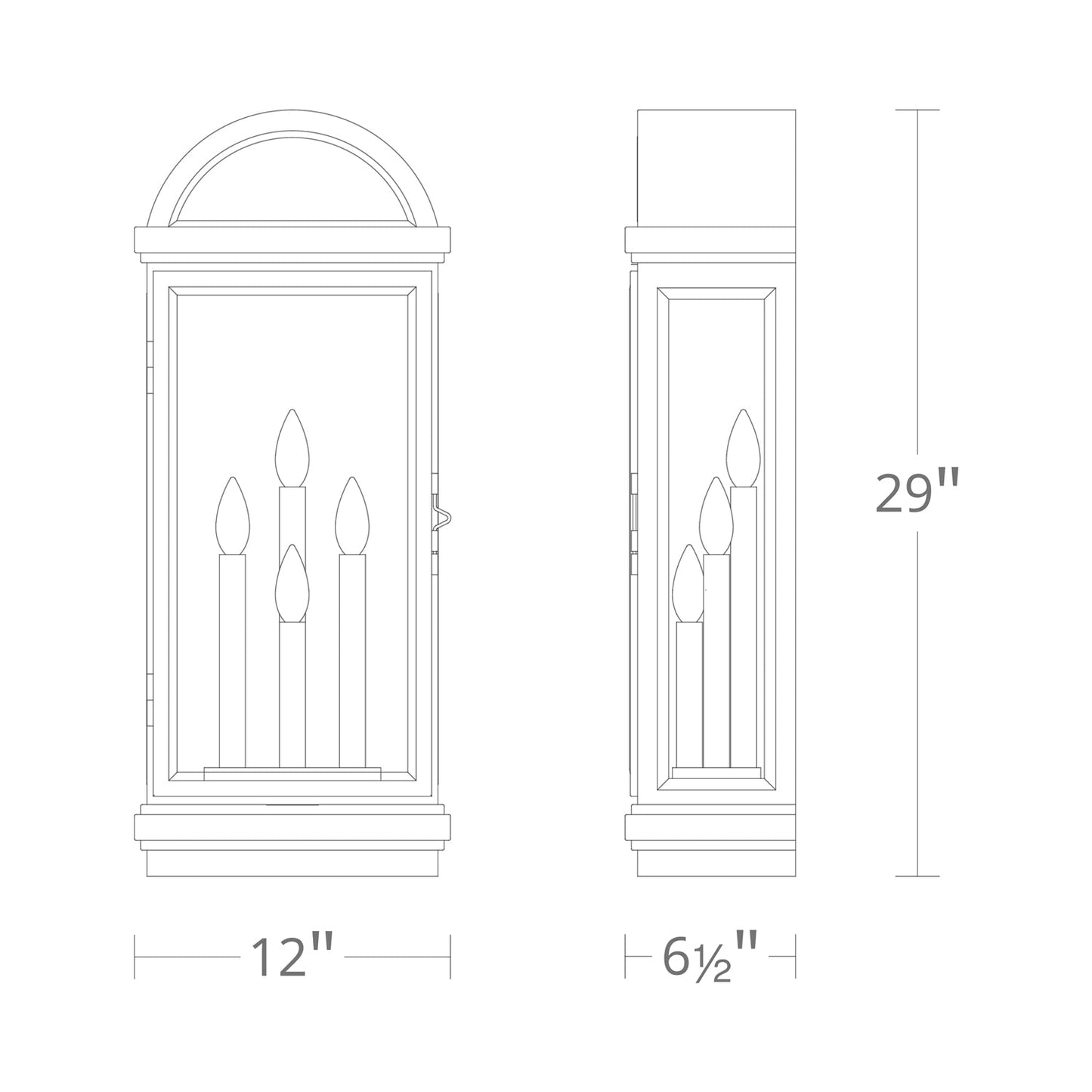 Villenova Outdoor Wall Light - line drawing.