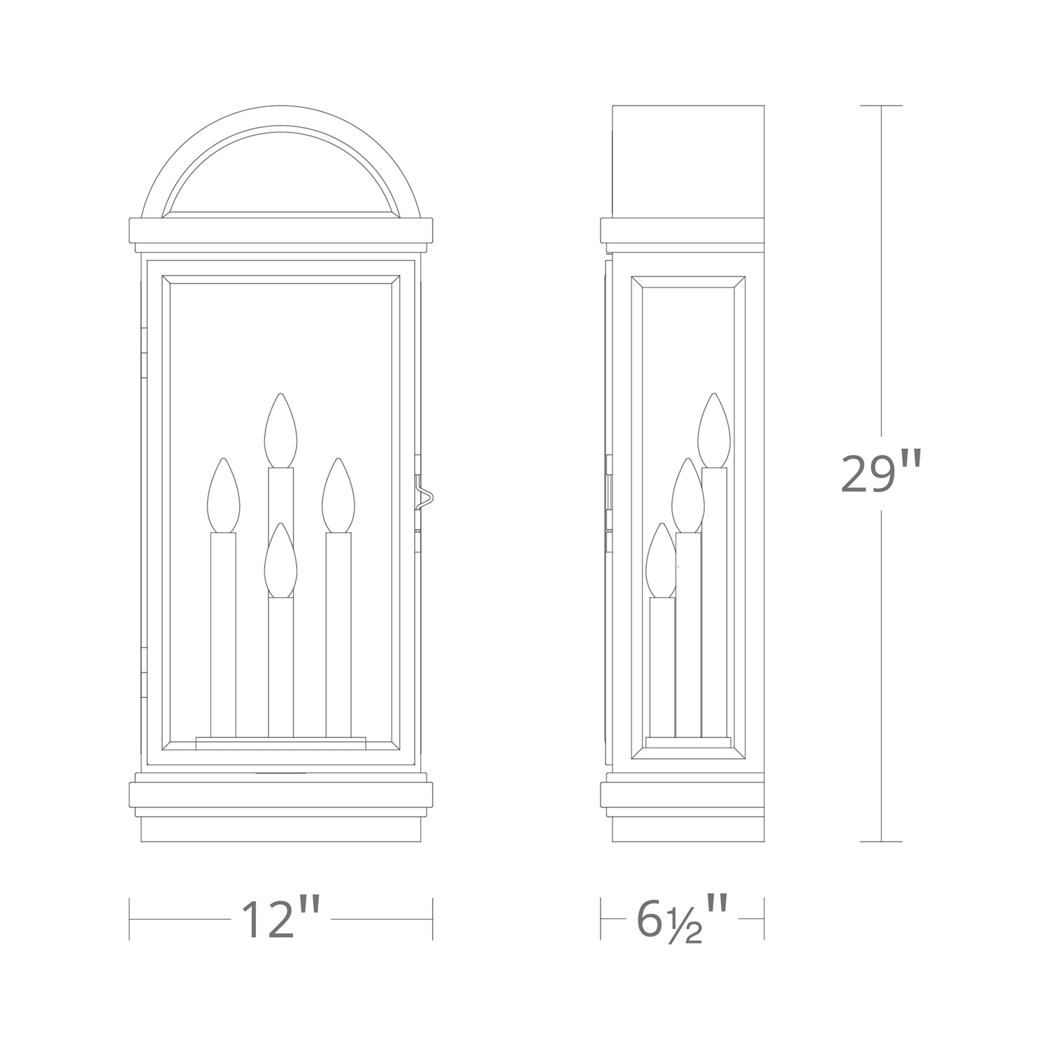 Villenova Outdoor Wall Light - line drawing.