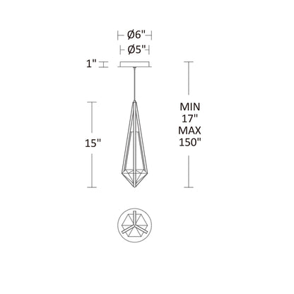 Violane Mini LED Pendant Light - line drawing.