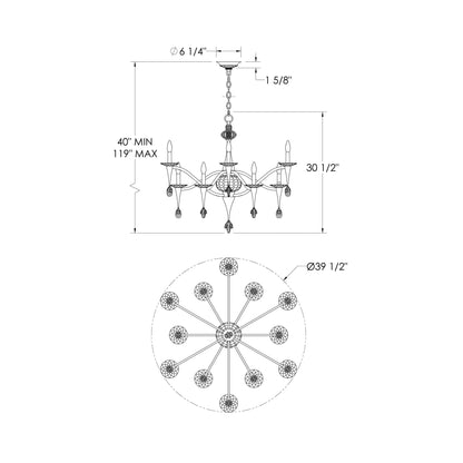 Waverly Chandelier - line drawing.
