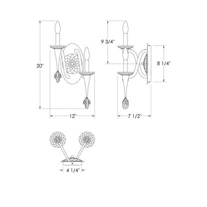 Waverly Wall Light - line drawing.