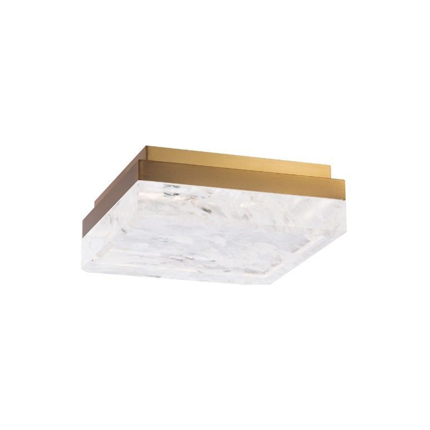 Whisper LED Flush Mount Ceiling Light in Aged Brass.