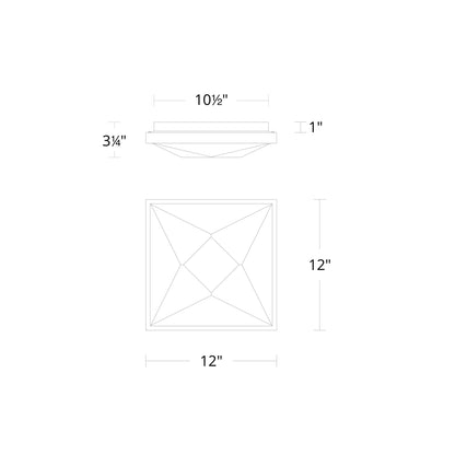 Wisteria LED Flush Mount Ceiling Light - line drawing.