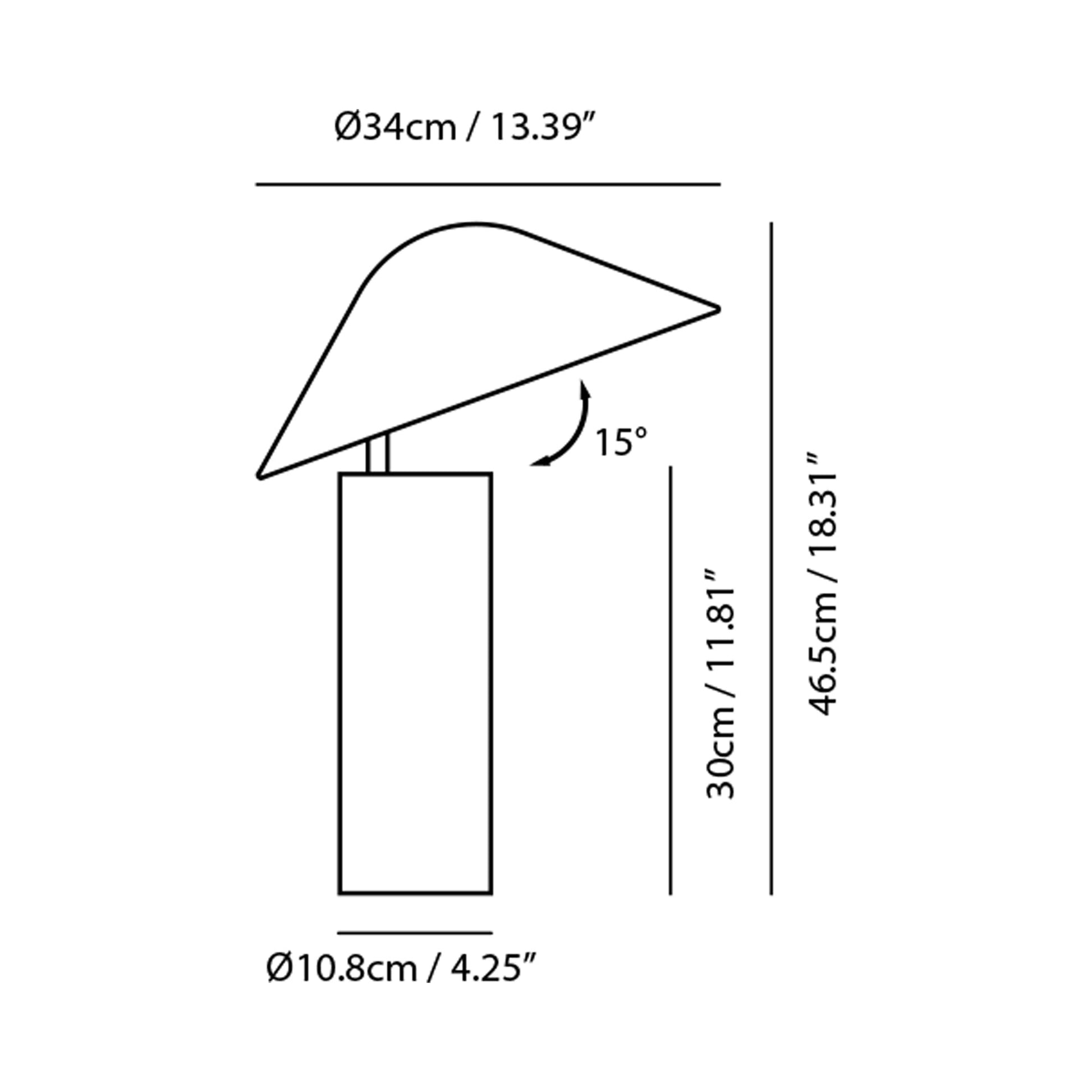 Damo Simple Table Lamp - line drawing.