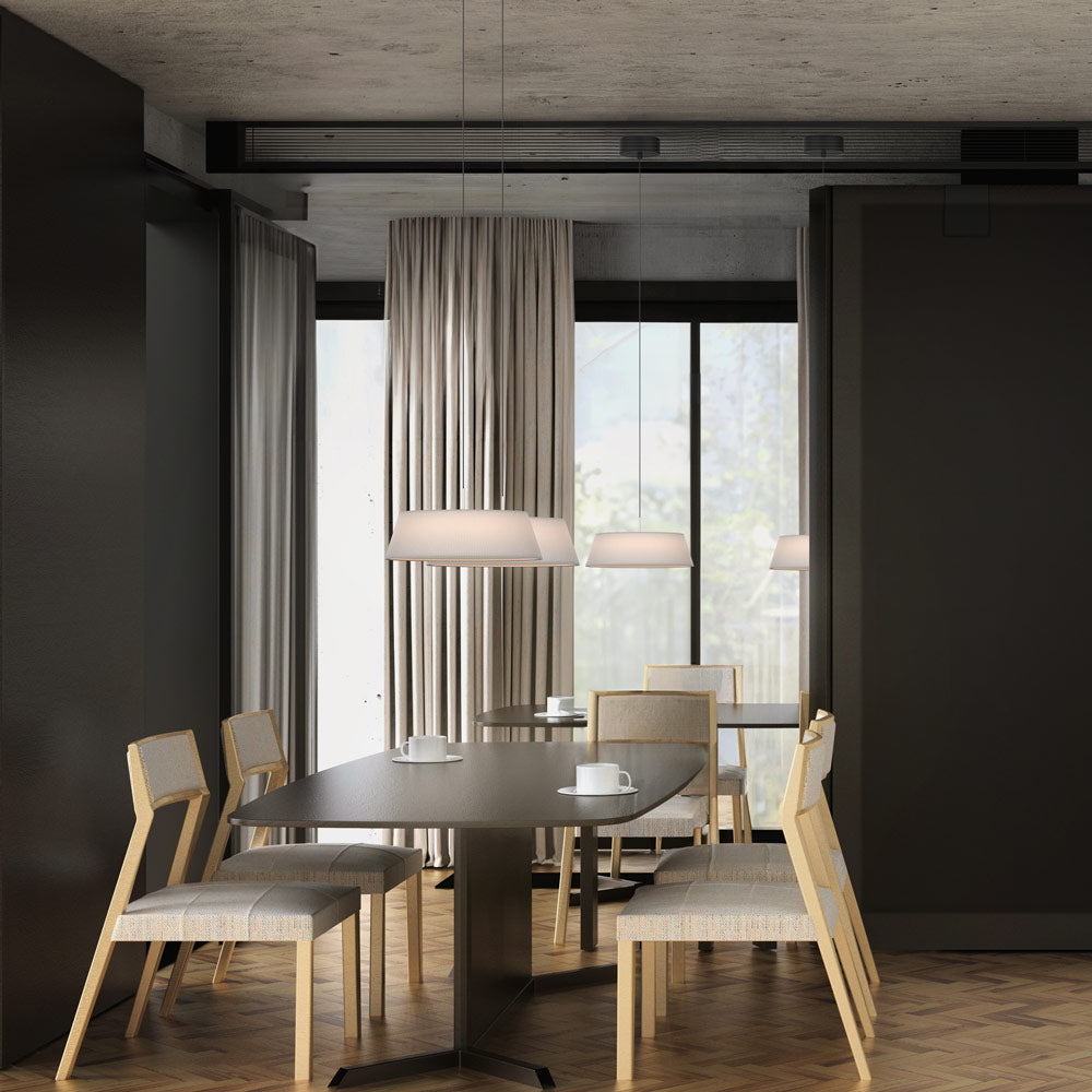 Halo LED Pendant Light in dinining room.