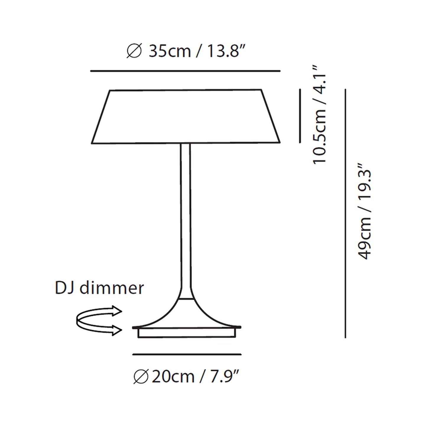 Halo LED Table Lamp - line drawing.