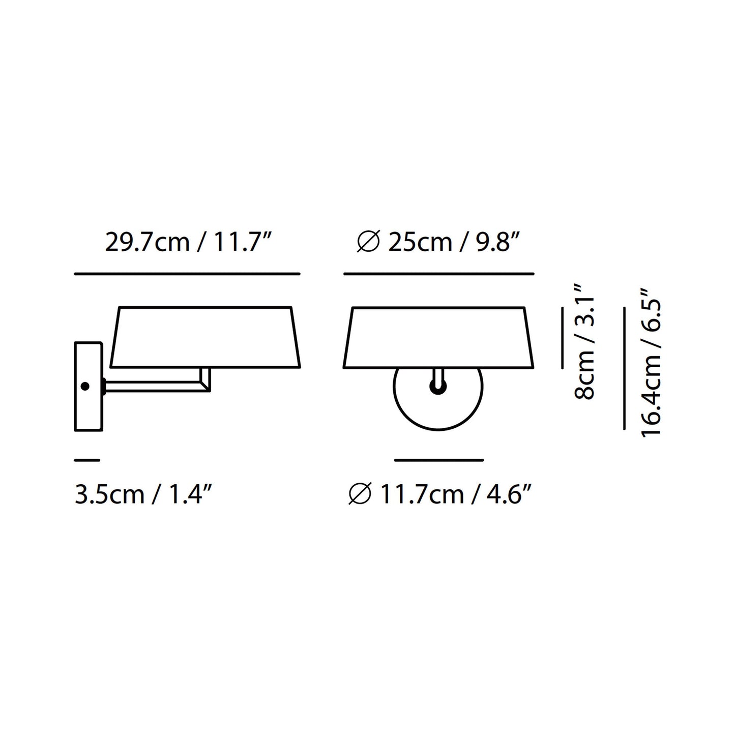 Halo LED Wall Light - line drawing.
