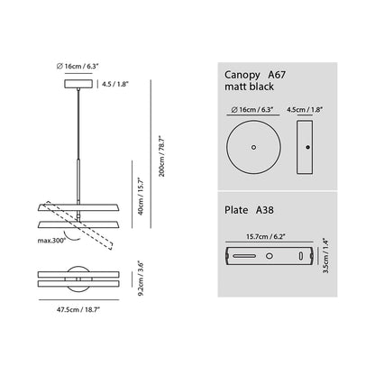 Konnect LED Pendant Light - line drawing.