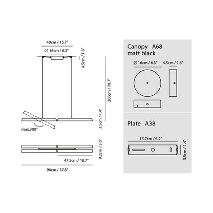 Konnect LED Pendant Light - line drawing.