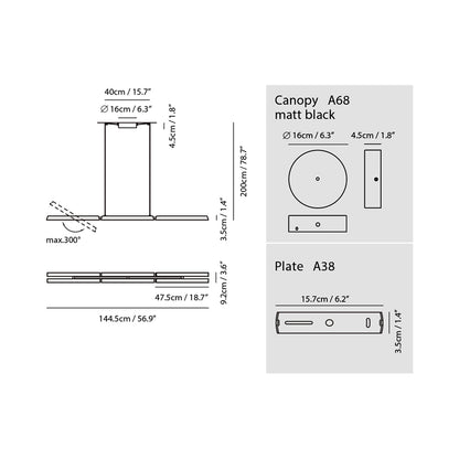 Konnect LED Pendant Light - line drawing.