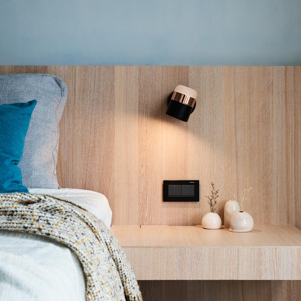 Ling LED Wall Light in bedroom.