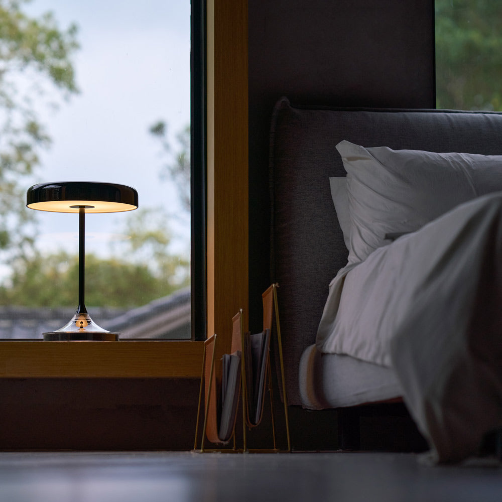Mr. Dj LED Table Lamp in bedroom.