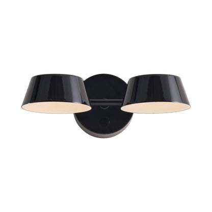 Olo 130WR2 LED Wall Light in Shiny Black with Matt Black.