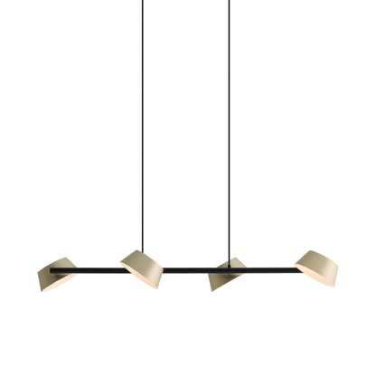 Olo 132PL4 Linear LED Pendant Light in Champagne Gold with Matt Black.